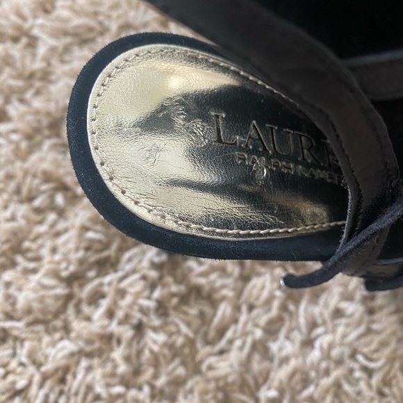 NWOT Ralph Lauren Mimi black suede peep toe heels 6.5 - Picture 7 of 8